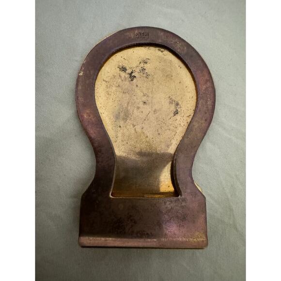 Vintage Money Clip Brass and Copper Amber Glass Marked Italy, Father's Day - Picture 6 of 11